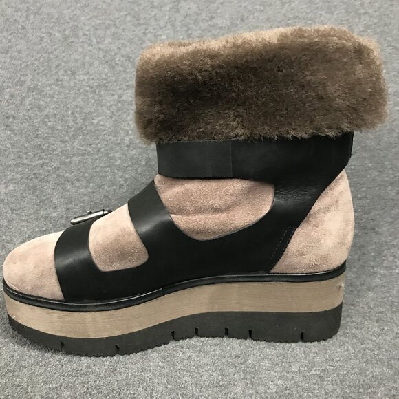NWT ASH Zazie Tortora Taupe Suede Shearling Buckle Platform Boots Sz US 7 EU 37 - Picture 3 of 7